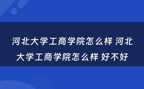 河北大学工商学院怎么样 河北大学工商学院怎么样 好不好