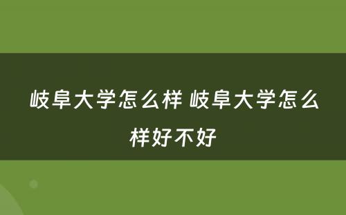 岐阜大学怎么样 岐阜大学怎么样好不好