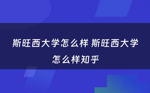 斯旺西大学怎么样 斯旺西大学怎么样知乎