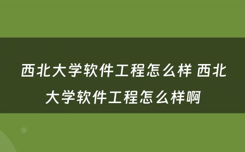 西北大学软件工程怎么样 西北大学软件工程怎么样啊
