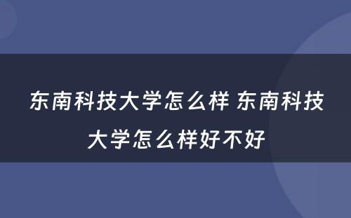 东南科技大学怎么样 东南科技大学怎么样好不好