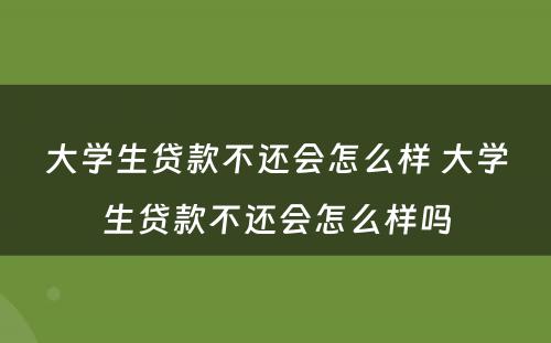 大学生贷款不还会怎么样 大学生贷款不还会怎么样吗