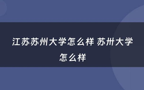 江苏苏州大学怎么样 苏卅大学怎么样