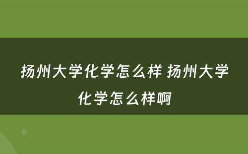 扬州大学化学怎么样 扬州大学化学怎么样啊