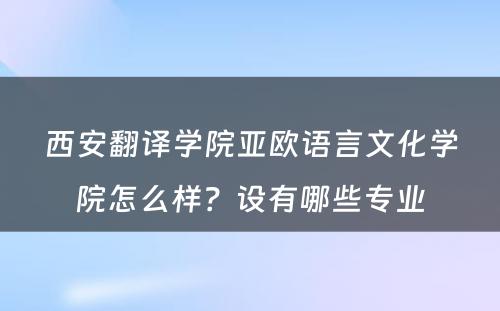 西安翻译学院亚欧语言文化学院怎么样？设有哪些专业