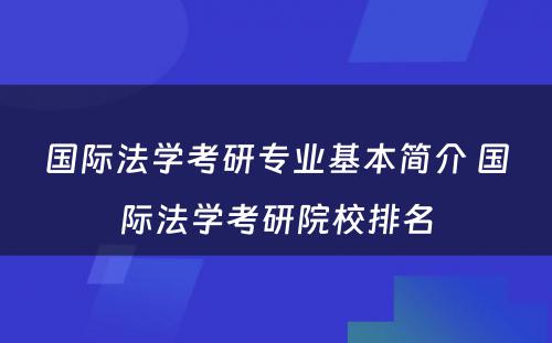 国际法学考研专业基本简介 国际法学考研院校排名