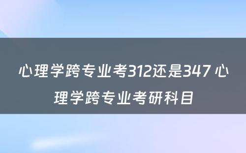 心理学跨专业考312还是347 心理学跨专业考研科目