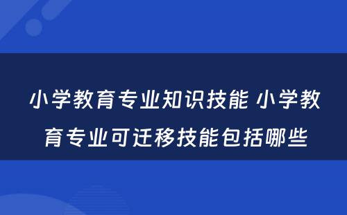 小学教育专业知识技能 小学教育专业可迁移技能包括哪些