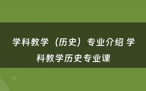 学科教学（历史）专业介绍 学科教学历史专业课