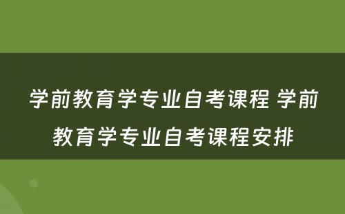 学前教育学专业自考课程 学前教育学专业自考课程安排