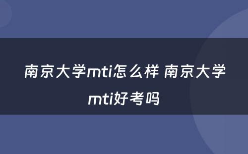 南京大学mti怎么样 南京大学mti好考吗