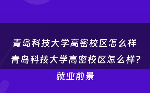 青岛科技大学高密校区怎么样 青岛科技大学高密校区怎么样?就业前景