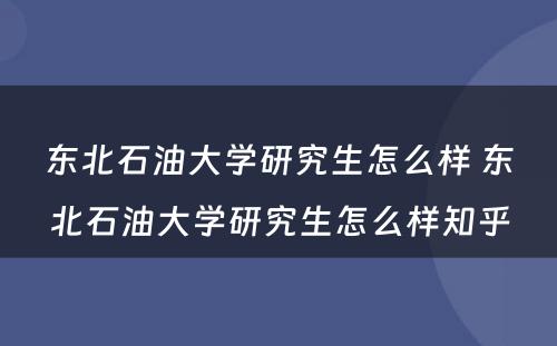 东北石油大学研究生怎么样 东北石油大学研究生怎么样知乎