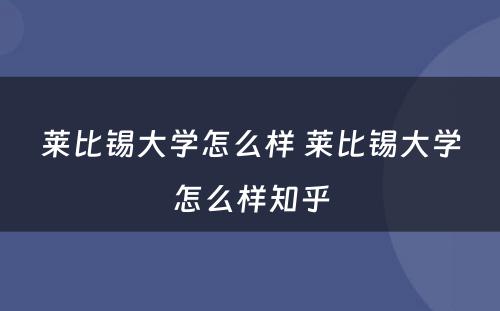 莱比锡大学怎么样 莱比锡大学怎么样知乎