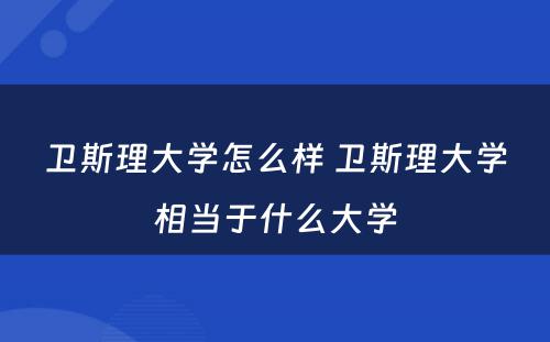 卫斯理大学怎么样 卫斯理大学相当于什么大学