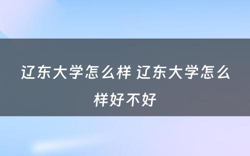 辽东大学怎么样 辽东大学怎么样好不好