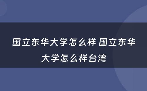 国立东华大学怎么样 国立东华大学怎么样台湾