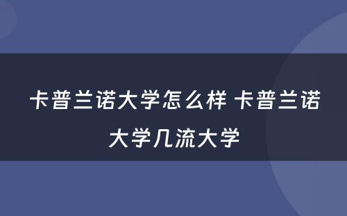 卡普兰诺大学怎么样 卡普兰诺大学几流大学