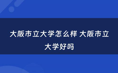大阪市立大学怎么样 大阪市立大学好吗