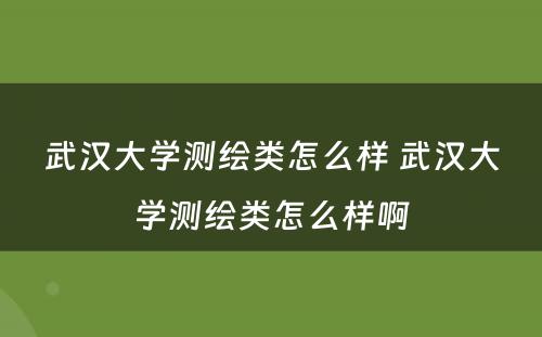 武汉大学测绘类怎么样 武汉大学测绘类怎么样啊