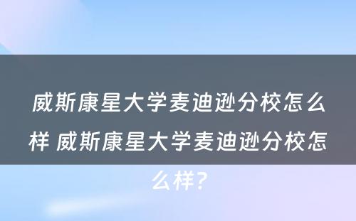 威斯康星大学麦迪逊分校怎么样 威斯康星大学麦迪逊分校怎么样?