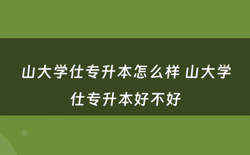 山大学仕专升本怎么样 山大学仕专升本好不好