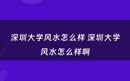 深圳大学风水怎么样 深圳大学风水怎么样啊