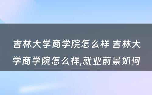 吉林大学商学院怎么样 吉林大学商学院怎么样,就业前景如何