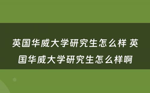 英国华威大学研究生怎么样 英国华威大学研究生怎么样啊