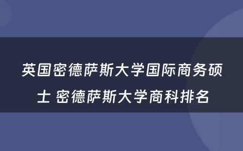 英国密德萨斯大学国际商务硕士 密德萨斯大学商科排名