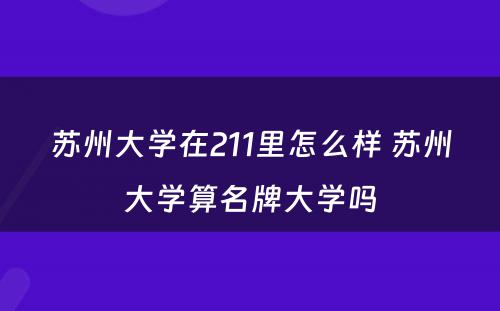 苏州大学在211里怎么样 苏州大学算名牌大学吗