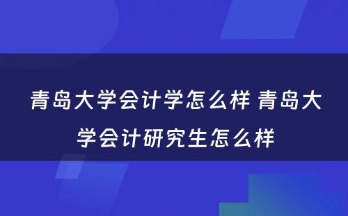 青岛大学会计学怎么样 青岛大学会计研究生怎么样