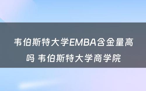 韦伯斯特大学EMBA含金量高吗 韦伯斯特大学商学院
