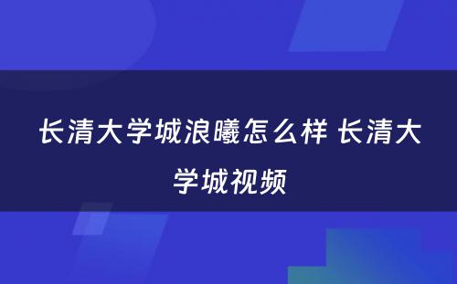 长清大学城浪曦怎么样 长清大学城视频