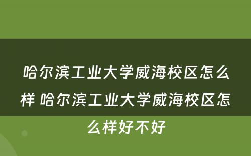 哈尔滨工业大学威海校区怎么样 哈尔滨工业大学威海校区怎么样好不好