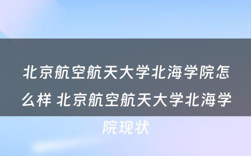 北京航空航天大学北海学院怎么样 北京航空航天大学北海学院现状