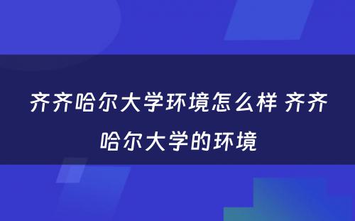 齐齐哈尔大学环境怎么样 齐齐哈尔大学的环境