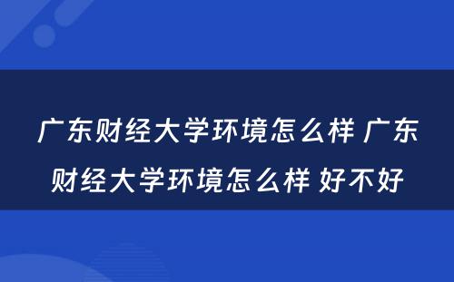 广东财经大学环境怎么样 广东财经大学环境怎么样 好不好