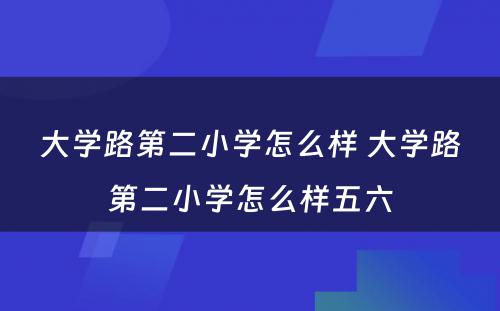 大学路第二小学怎么样 大学路第二小学怎么样五六