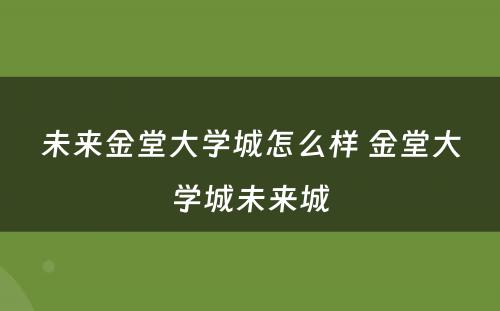 未来金堂大学城怎么样 金堂大学城未来城