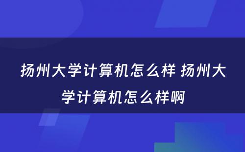 扬州大学计算机怎么样 扬州大学计算机怎么样啊