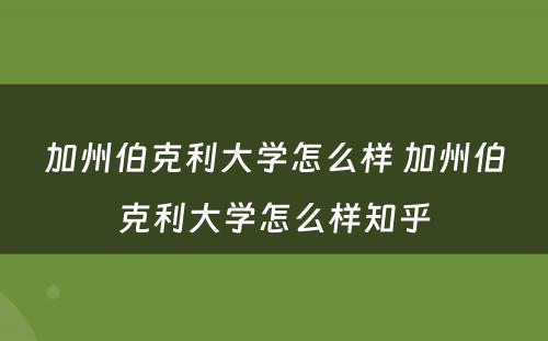 加州伯克利大学怎么样 加州伯克利大学怎么样知乎