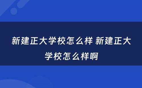 新建正大学校怎么样 新建正大学校怎么样啊