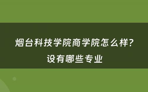 烟台科技学院商学院怎么样？设有哪些专业