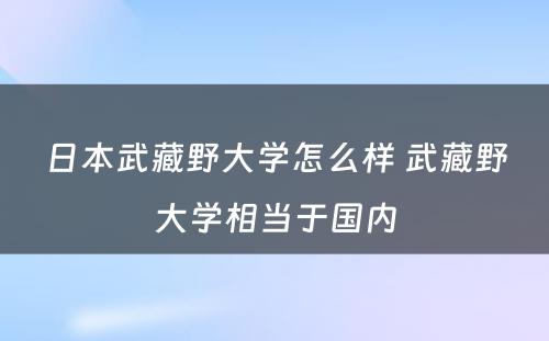 日本武藏野大学怎么样 武藏野大学相当于国内