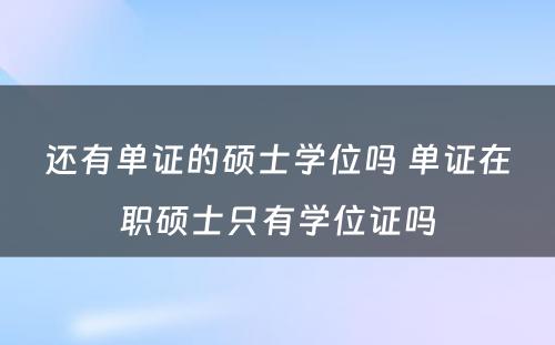 还有单证的硕士学位吗 单证在职硕士只有学位证吗