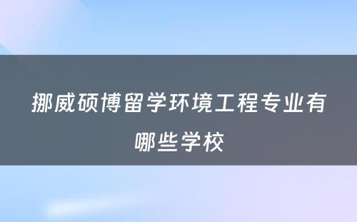 挪威硕博留学环境工程专业有哪些学校