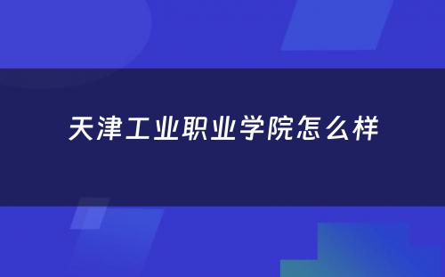 天津工业职业学院怎么样