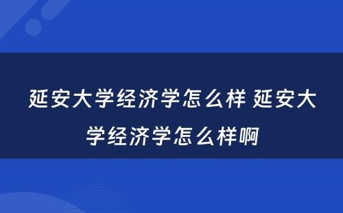 延安大学经济学怎么样 延安大学经济学怎么样啊