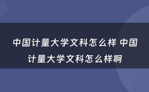 中国计量大学文科怎么样 中国计量大学文科怎么样啊